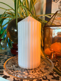 16 oz Unscented Pillar Candle with Glass Dish