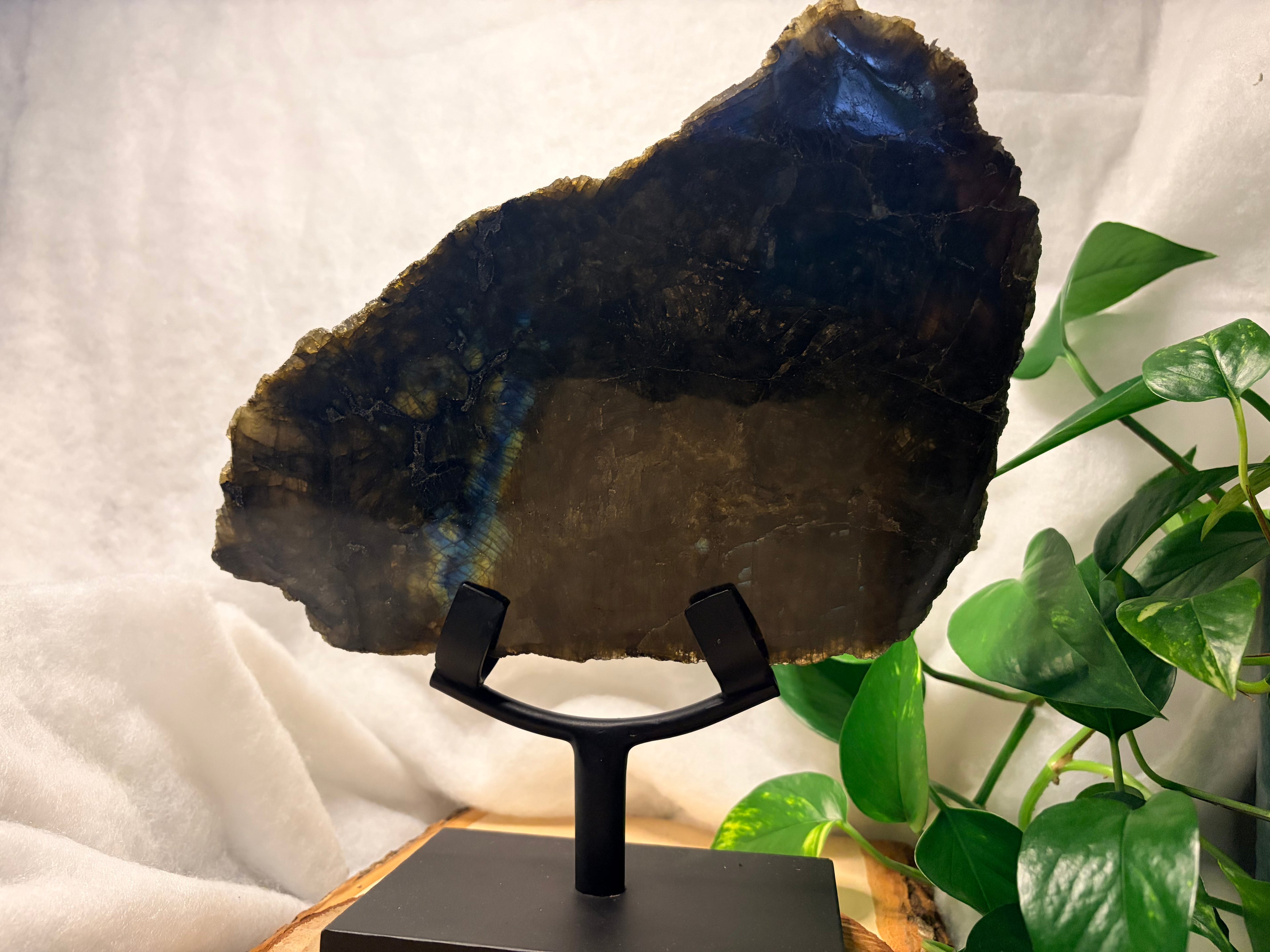 Labradorite Polished Slab with Raw Edges – Collector's Statement Piece