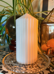 16 oz Unscented Pillar Candle with Glass Dish